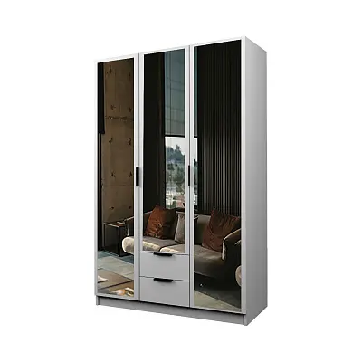 картинка Шкаф ЭКОН распашной 3-х дверный 2-мя ящиками с 3-мя зеркалами от магазина КУПИ КУПЕ